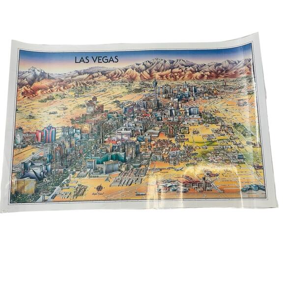 Unique Media Laminated Poster Map Las Vegas Nevada Artistic Illustration 2003/04 - Picture 1 of 11